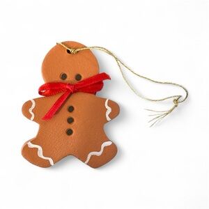 🔥5/$10 Gingerbread Man with Red Bow handmade ceramic Christmas tree ornament